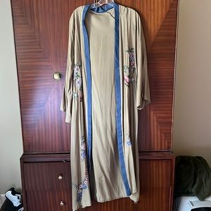 NWOT Olive Green Kimono with floral embroidery